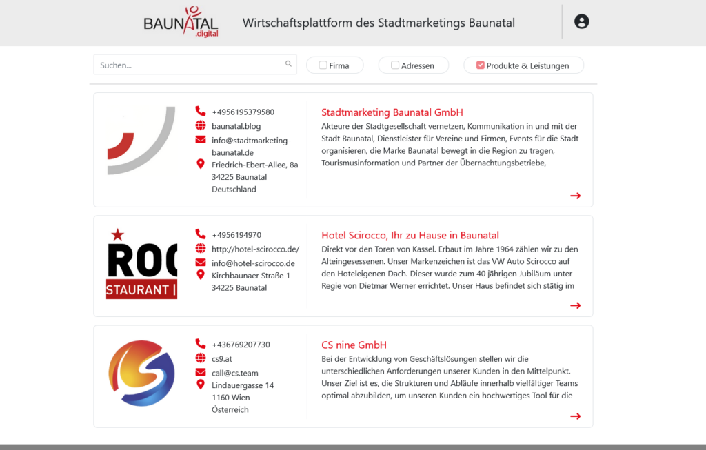 Wirtschaftsdatenbank Baunatal, Firmendatenbank Baunatal, Unternehmen Baunatal, Stadtmarketing Baunatal