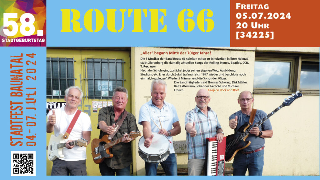 Route 66 Band, Stadtfest Baunatal, Stadfest Baunatal 2024, Programm Stadtfest Baunatal