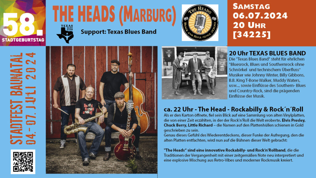 The Head Marburg, TExas Blues Band, Stadtfest Baunatal, Stadfest Baunatal 2024, Programm Stadtfest Baunatal