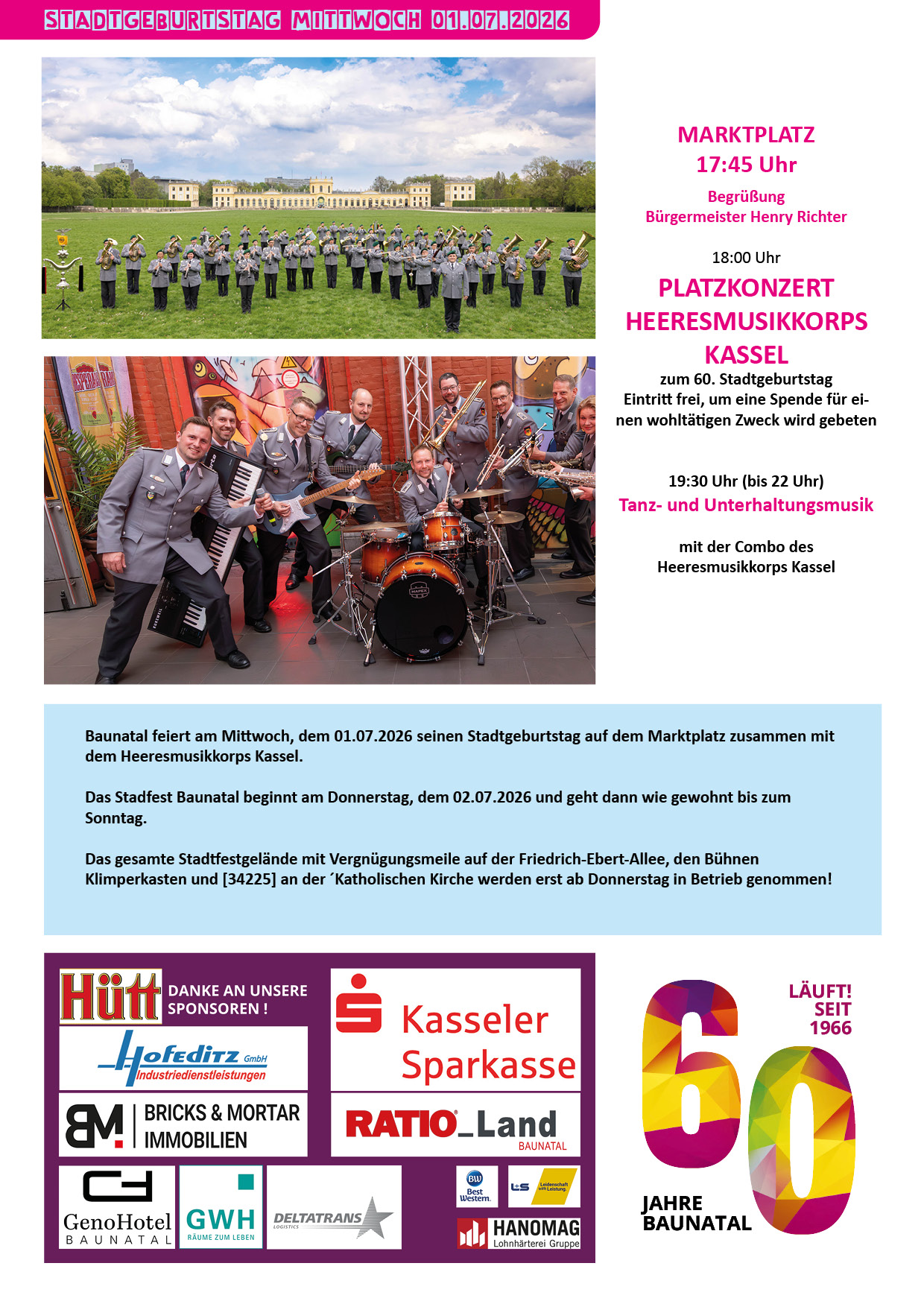 Stadtfest Baunatal, Stadfest Baunatal 2026, Programm Stadtfest baunatal , Stadtmarketing Baunatal