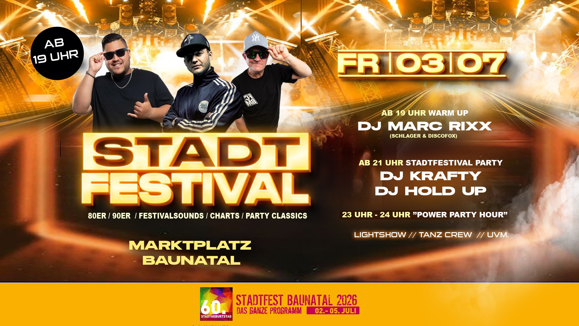 Stadtfest Baunatal, Stadfest Baunatal 2026, Programm Stadtfest baunatal , Stadtestival, DJ Krafty, DJ Hold up